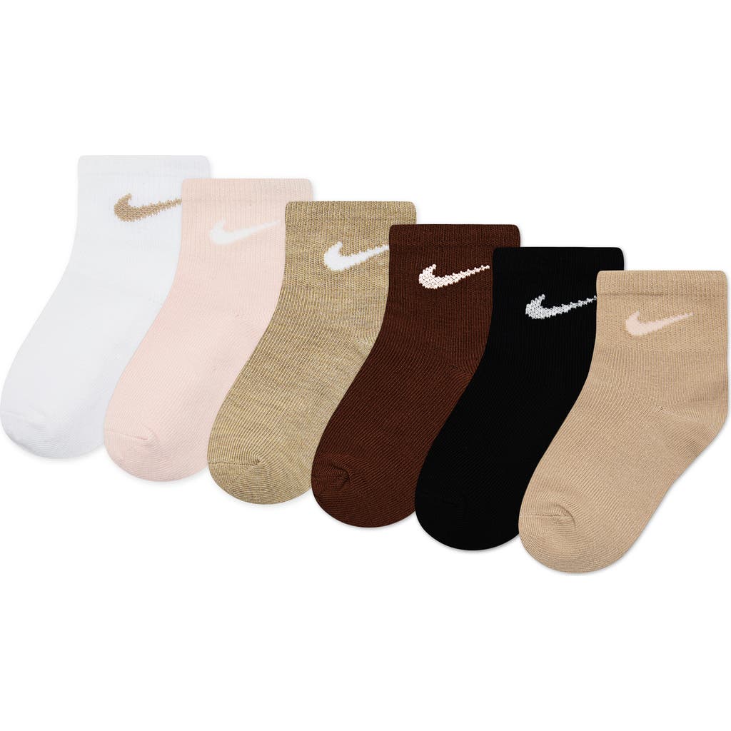 Nike Kids' Metallic 6-pack Swoosh Quarter Socks In Neutral