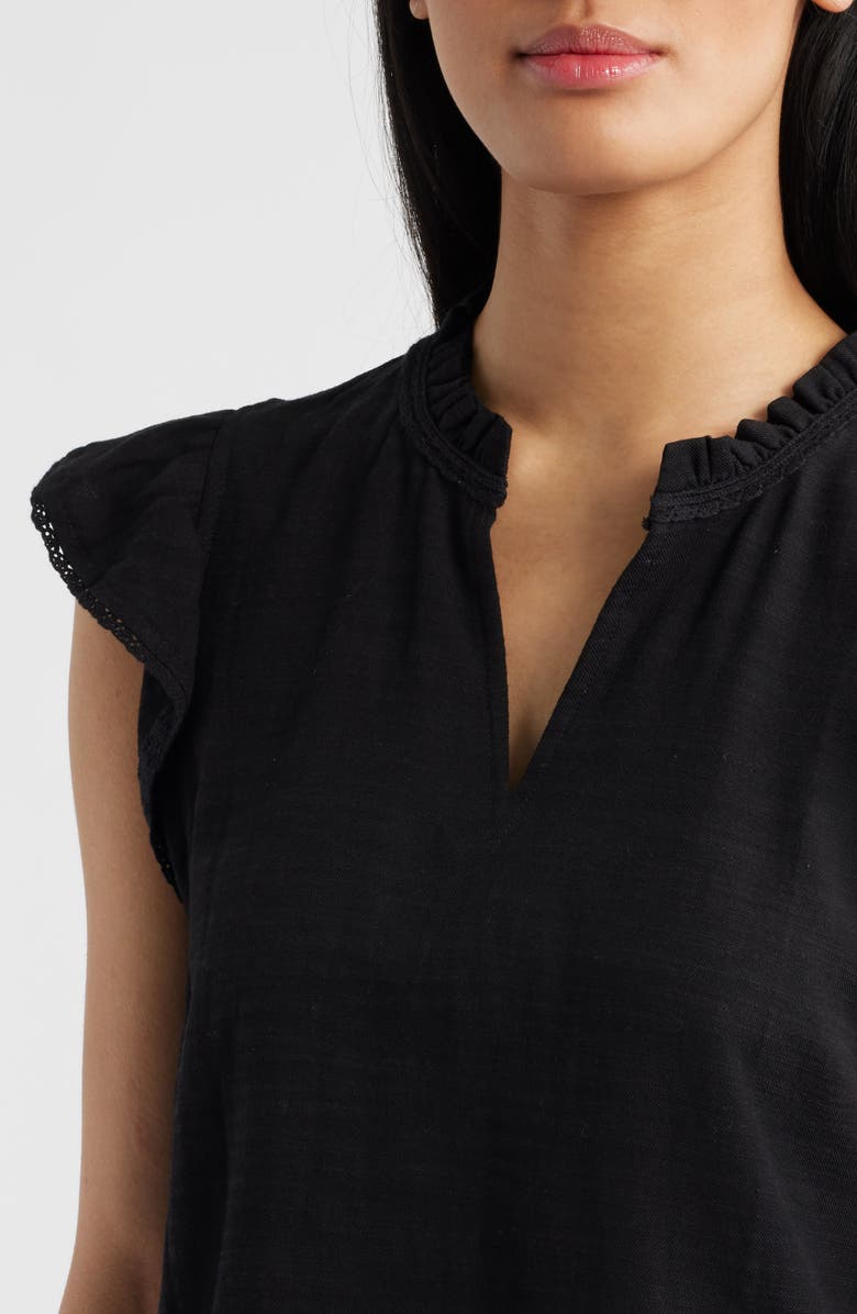 Wit & Wisdom Flutter Sleeve Top, Alternate, color, Black