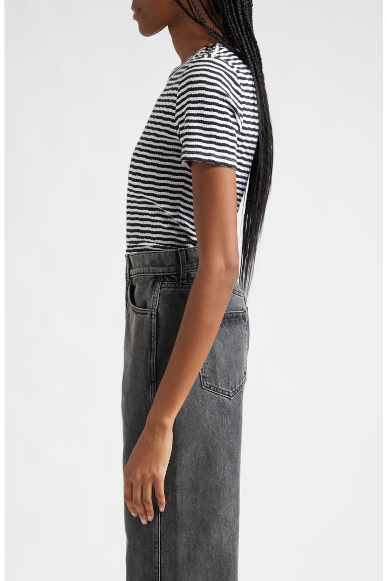 Draya Stripe Knit T-Shirt, Alternate, color, BLACK WHITE
