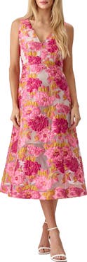 Adelyn Rae Agnes Floral Jacquard Midi Dress