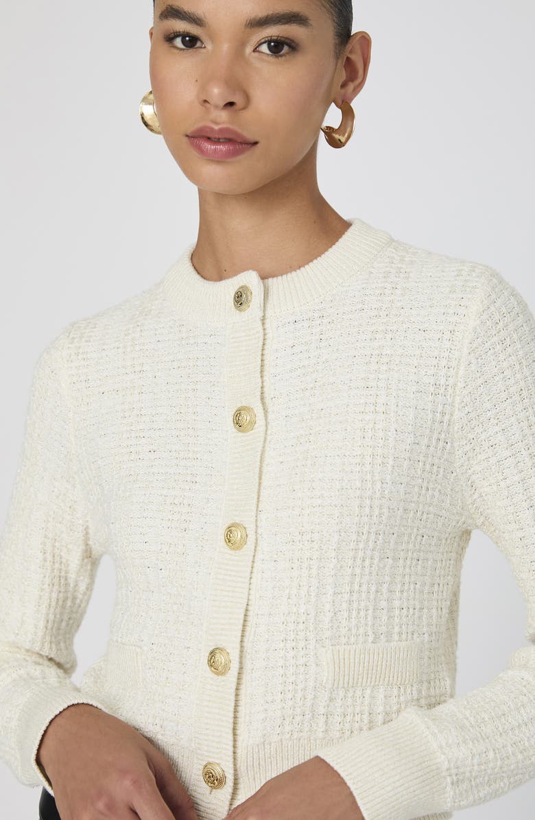 French Connection Metallic Cotton Blend Cardigan, Alternate, color, Classic Cr