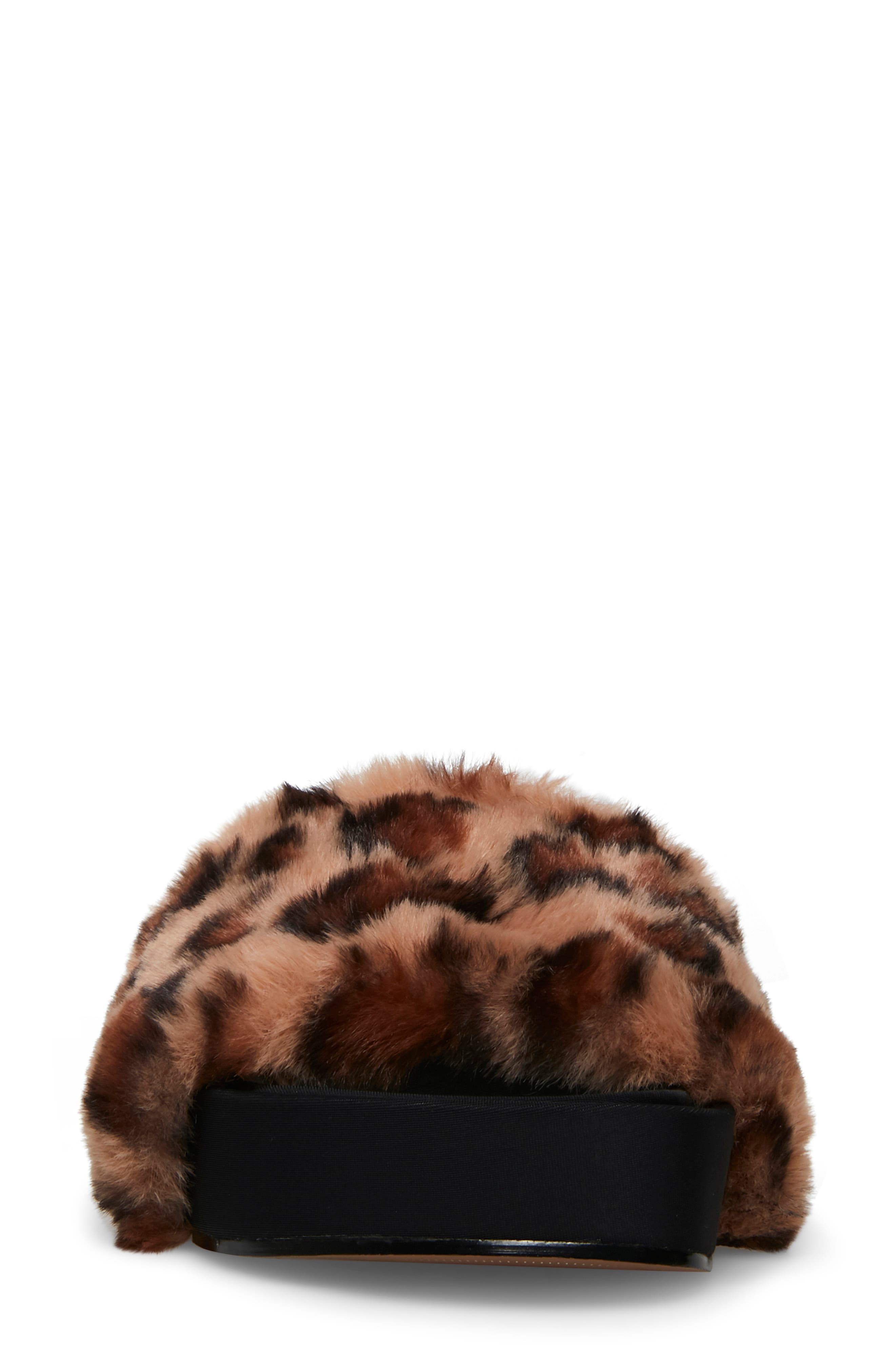 Raine Faux Fur Slide Sandal, Alternate, color, LEOPARD PRINT
