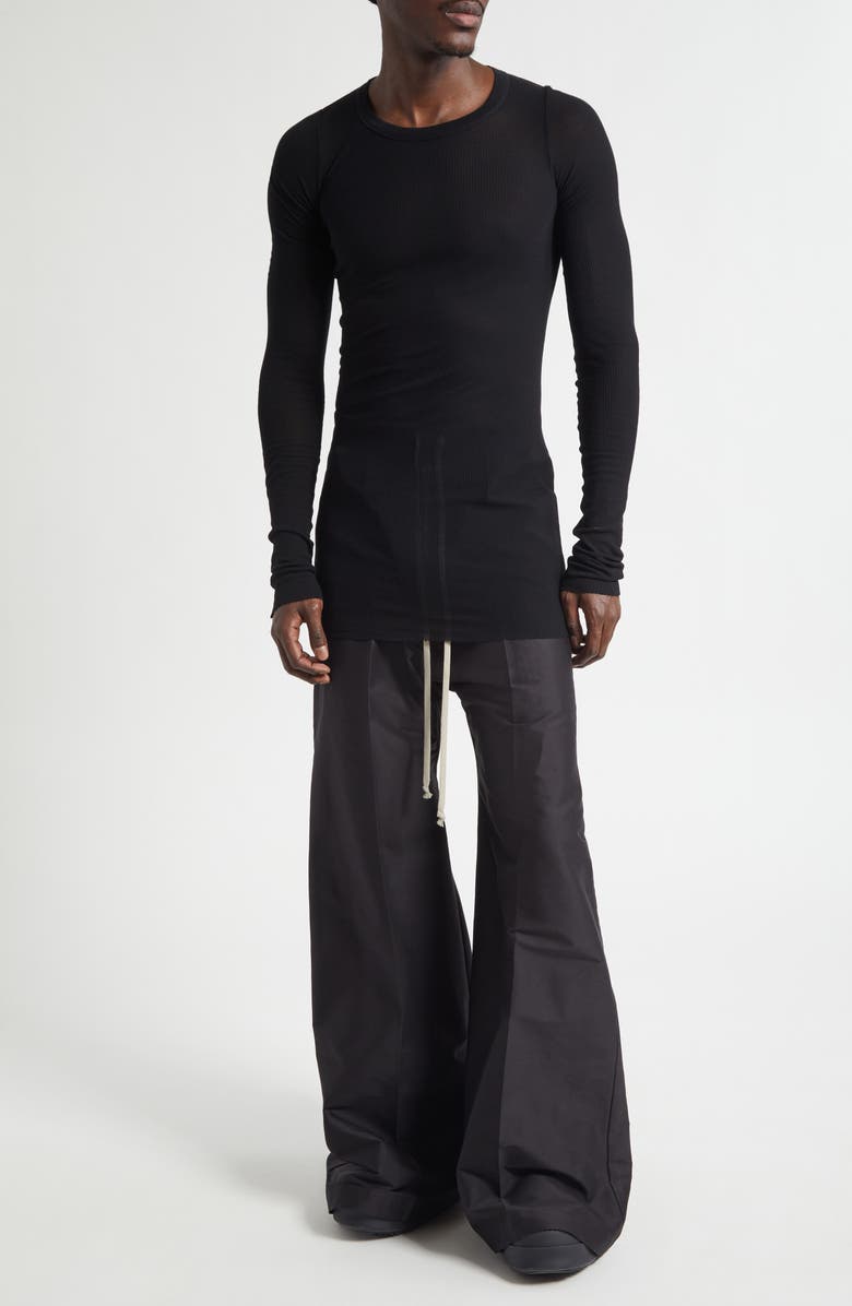 Rick Owens Long Sleeve Rib T-Shirt, Alternate, color, Black