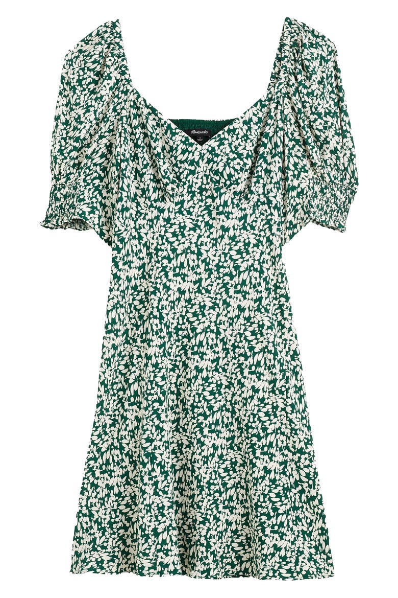 Seamed V-Neck Minidress, Alternate, color, ABSTRACT LEAF KELLY VERDANT GR