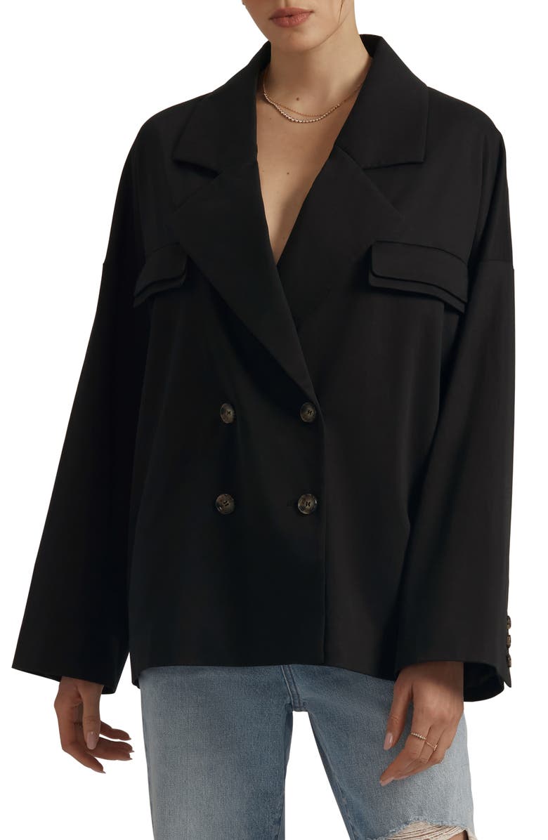 Favorite Daughter The Henry Double Breasted Jacket, Main, color, Black