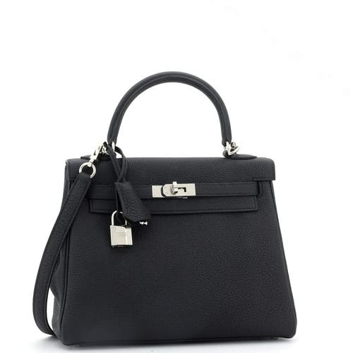 Pre-owned Hermes Hermes Kelly Handbag Black Togo With Palladium Hardware 25 In Black