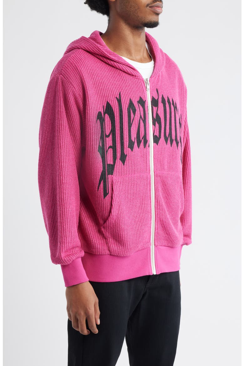 Twitch Graphic Waffle Knit Zip Hoodie, Alternate, color, PINK