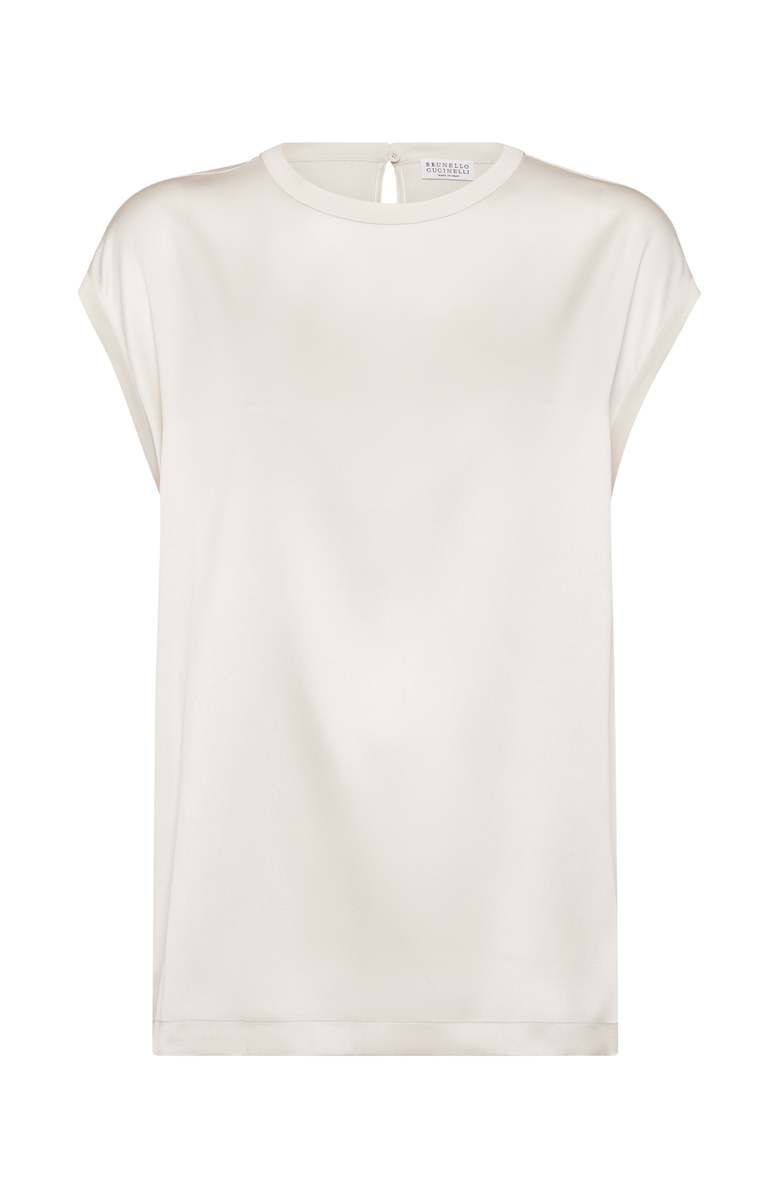 Brunello Cucinelli Satin T-shirt, Main, color, 