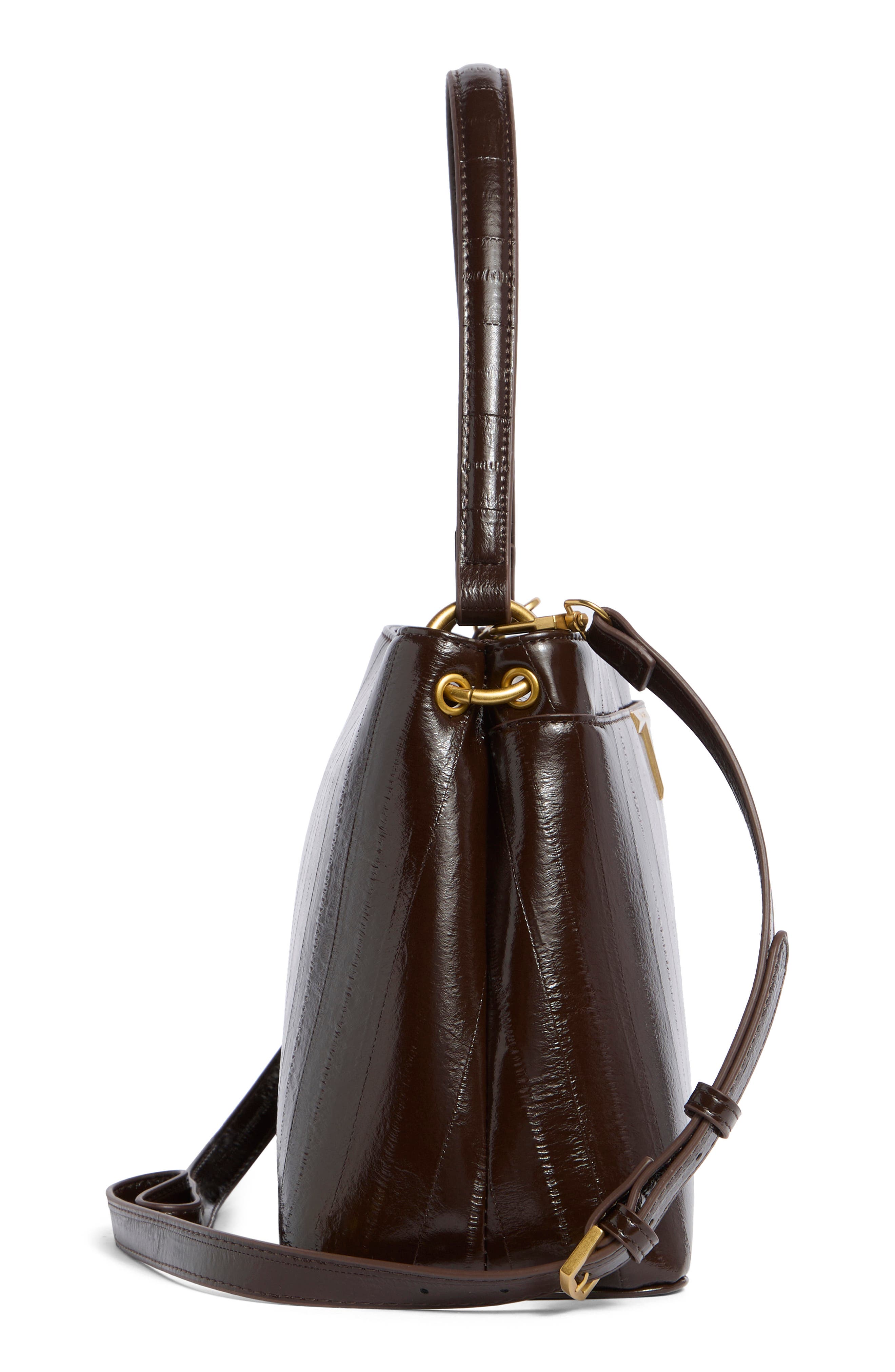 Tahari Keeley Faux Leather Satchel, Alternate, color, Cocoa