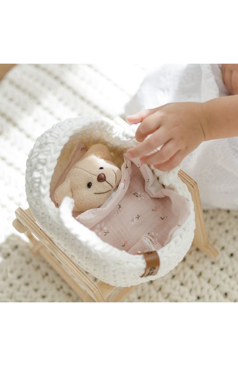 Anzy Home Mini Doll Moses Basket w/Rocking Stand, Alternate, color, White