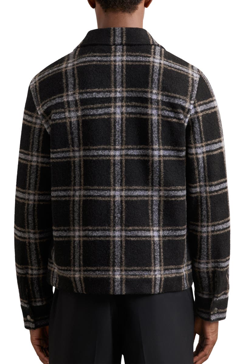 Reiss Varena Plaid Zip Shirt Jacket, Alternate, color, Navy