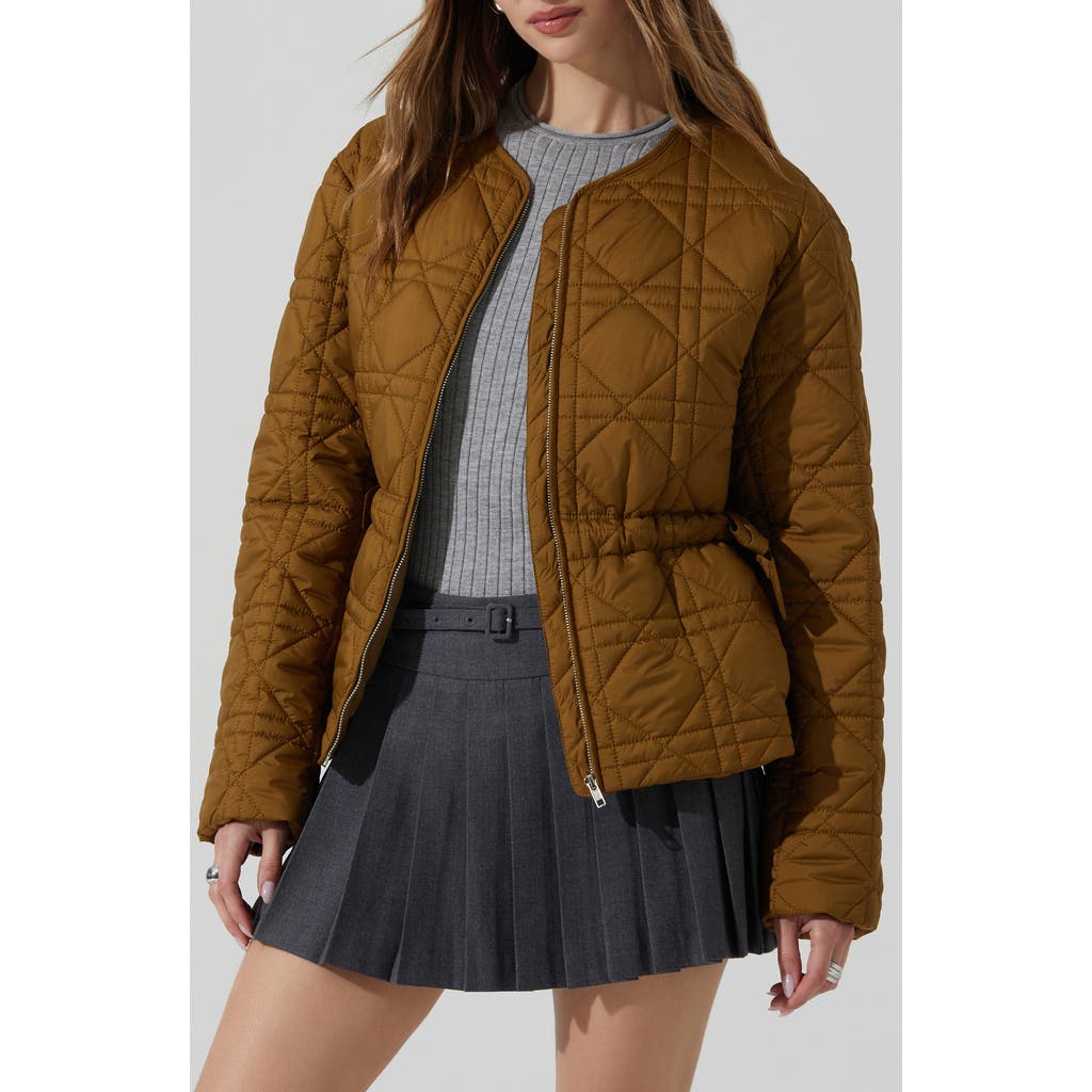 Astr The Label Joslyn Diamond Quilted Jacket In Brown