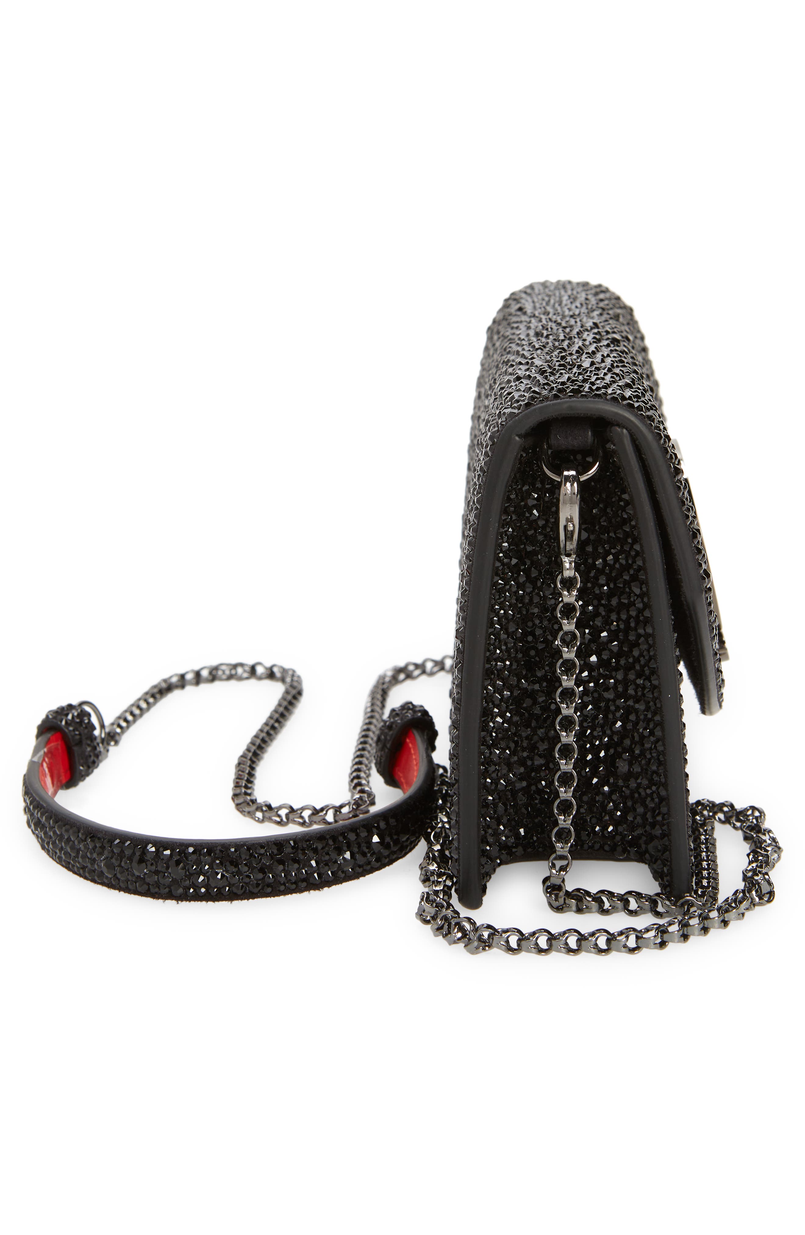 Christian Louboutin Small Loubi54 Strass Clutch, Alternate, color, Black/ Gun Metal