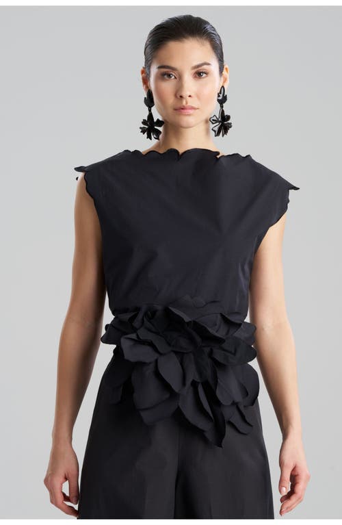 Natori Tech Cotton Taffeta Obi Belt With Embroidery In Black