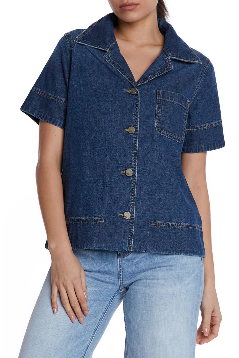 Denim Bowling Shirt, Main, color, BAHAMA BLUE
