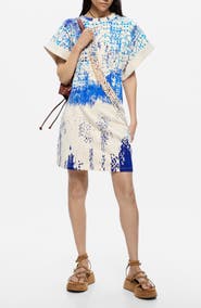 Desigual Mixed Paint Print Cotton Minidress