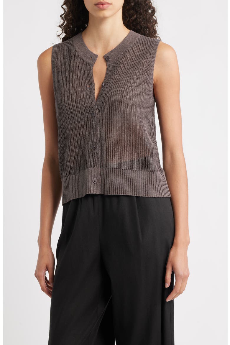 Organic Cotton & Silk Sweater Vest, Main, color, RYE