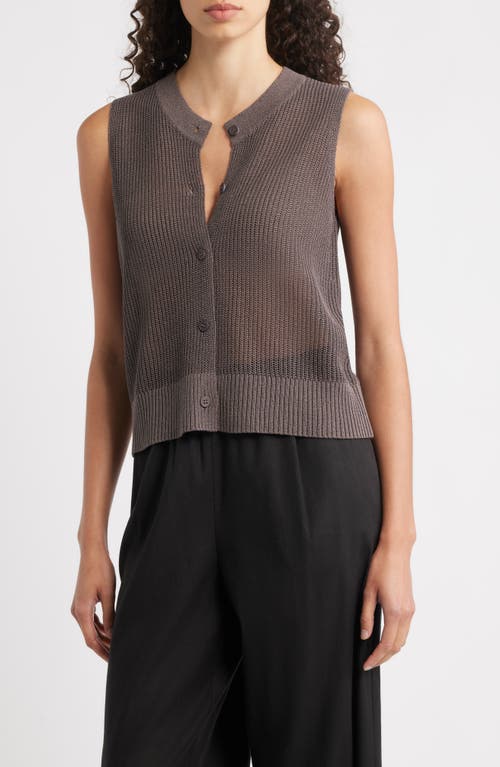 Eileen Fisher Organic Cotton & Silk Sweater Vest In Brown