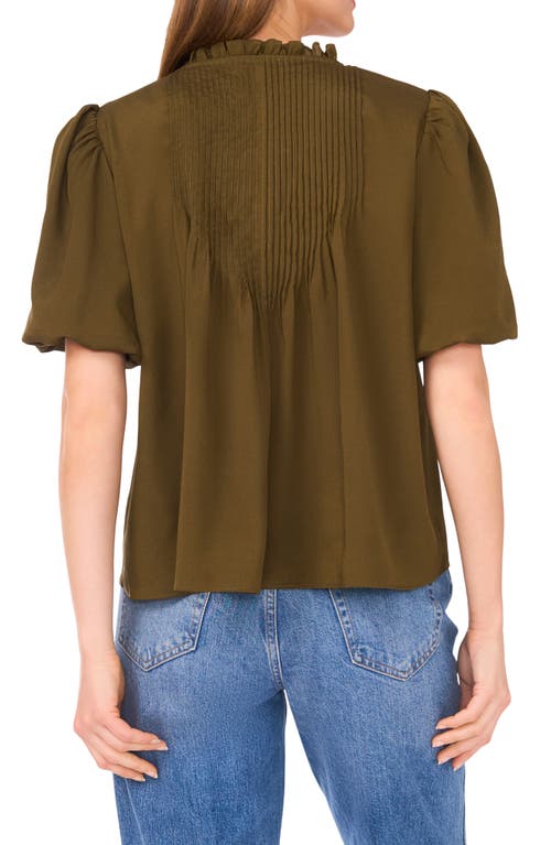Parker Ruffle Pintuck Buttoned Shirt In Green