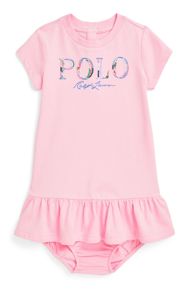 Ralph Lauren Appliqué Cotton Graphic Dress & Bloomers, Main, color, 