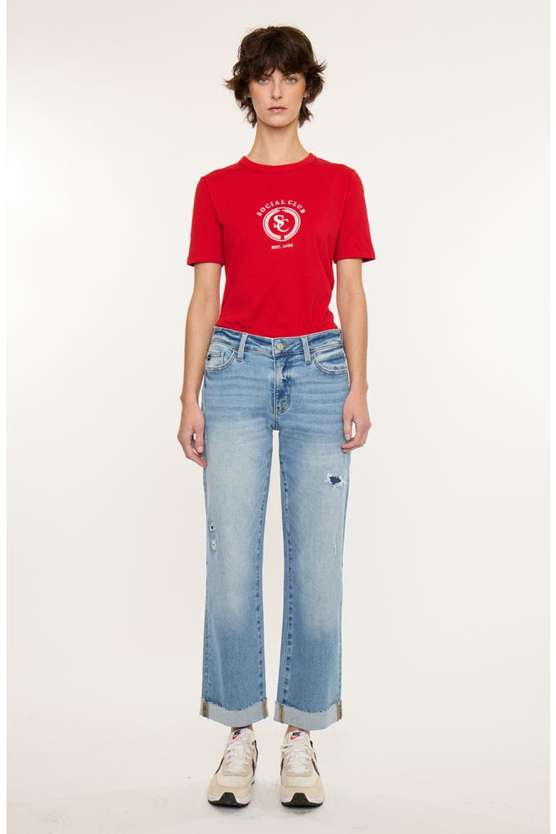 Rocio Essentials Mid Rise Cropped Straight Leg Jeans, Main, color, Medium Wash