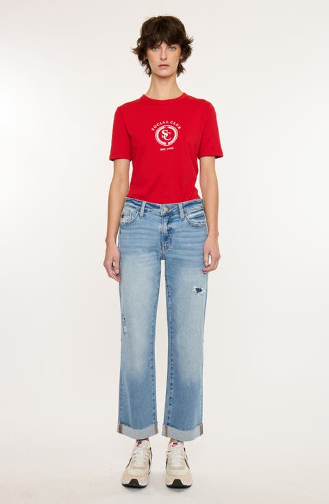 Rocio Essentials Mid Rise Crop Straight Jeans