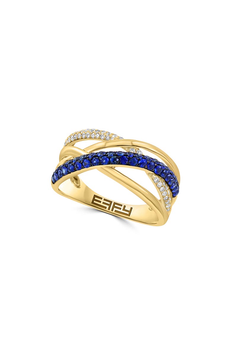 EFFY 14K Yellow Gold Sapphire & Diamond Ring - 0.17ct., Main, color, 