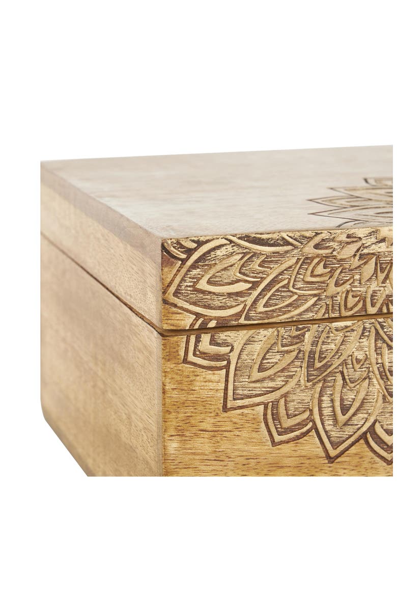 Set of Three Hand Carved Storage Boxes, Alternate, color, BROWN
