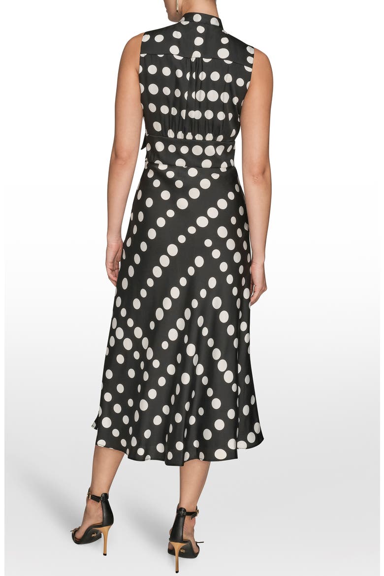 Print Scarf Sleeveless Midi Dress, Alternate, color, BLK CREAM