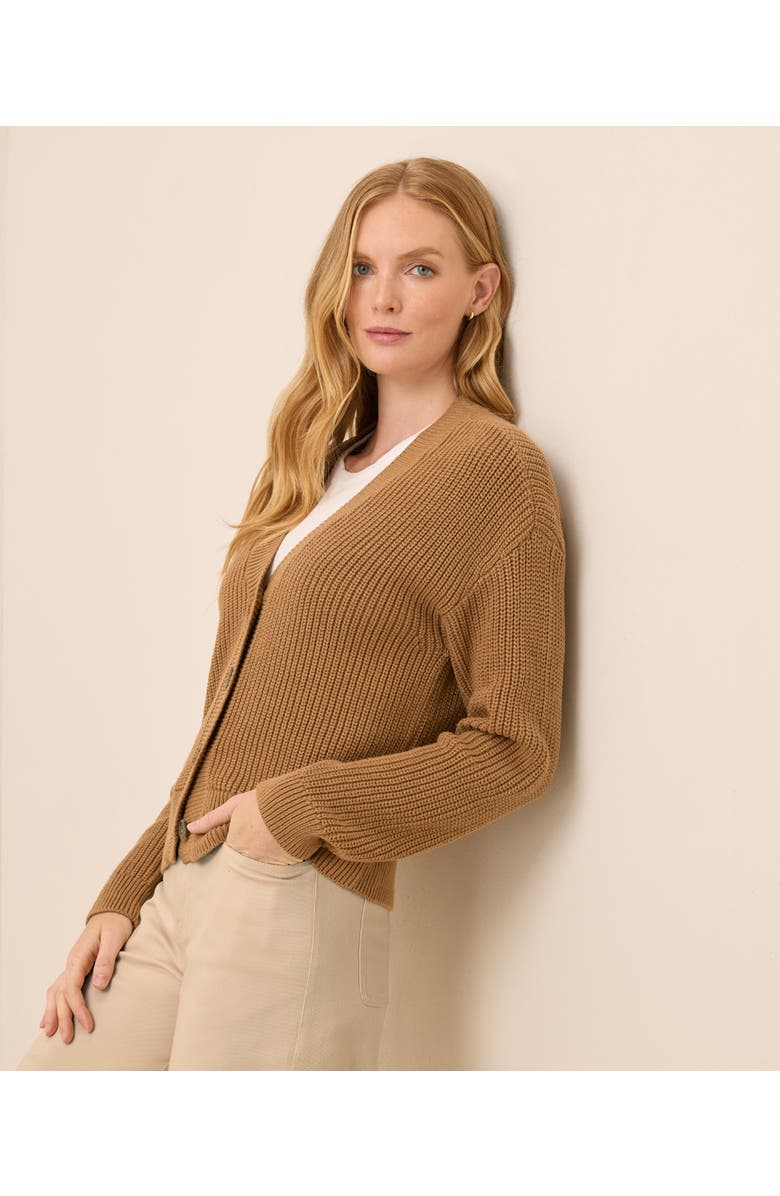 Pact Luxe Knit Cropped Cardigan, Alternate, color, Brown Sugar Heather