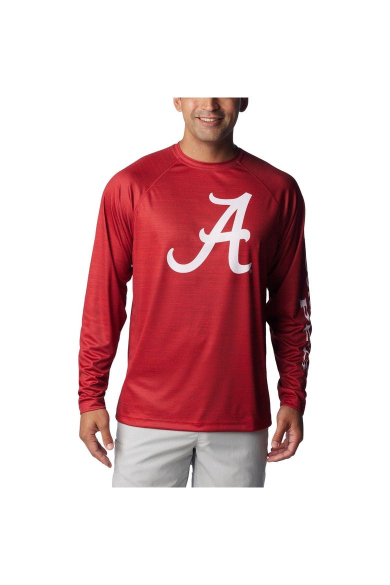 Men's Columbia Crimson Alabama Crimson Tide Big & Tall Terminal Tackle Raglan Omni-Shade Long Sleeve T-Shirt, Alternate, color, Crimson