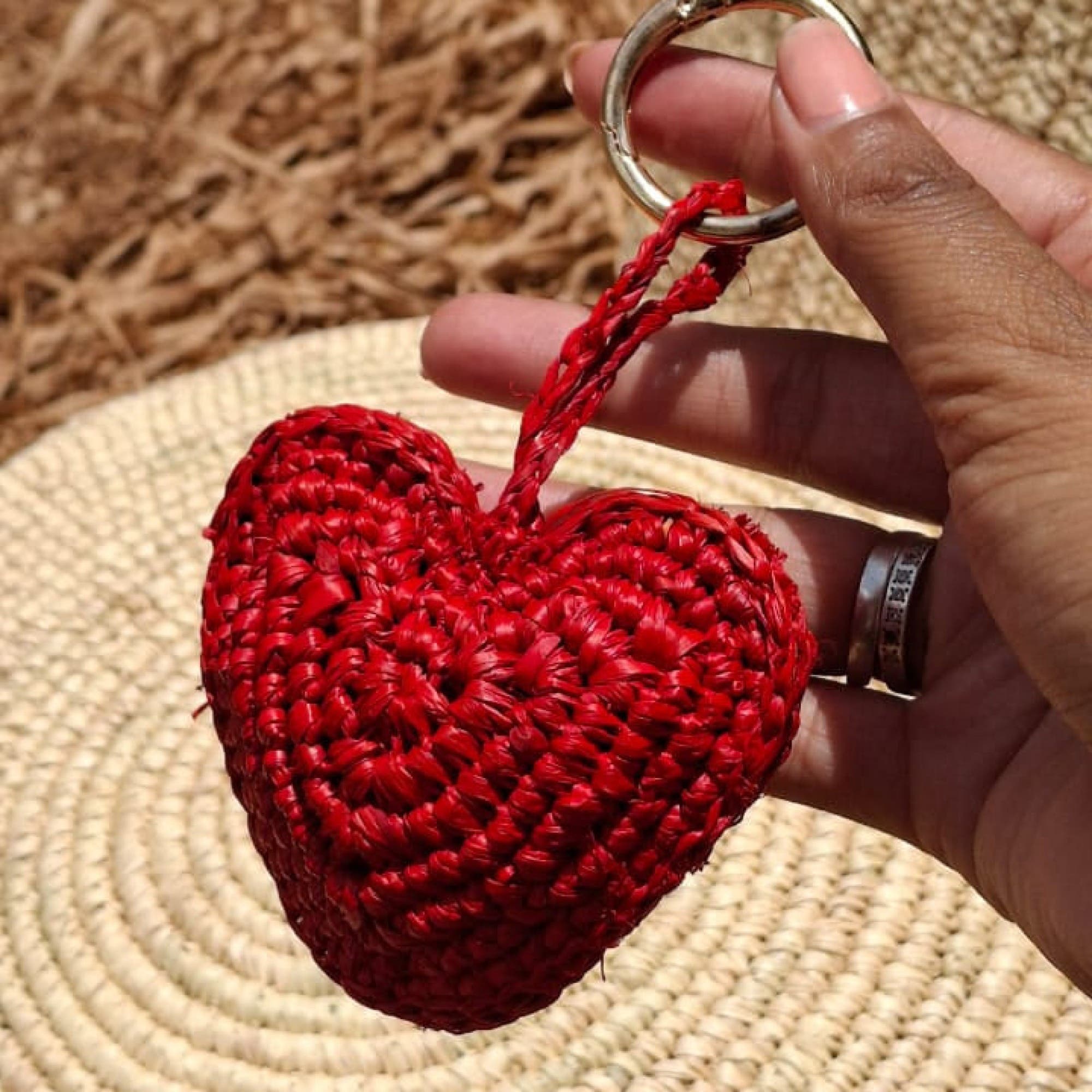 Heart Keyring, Alternate, color, Red