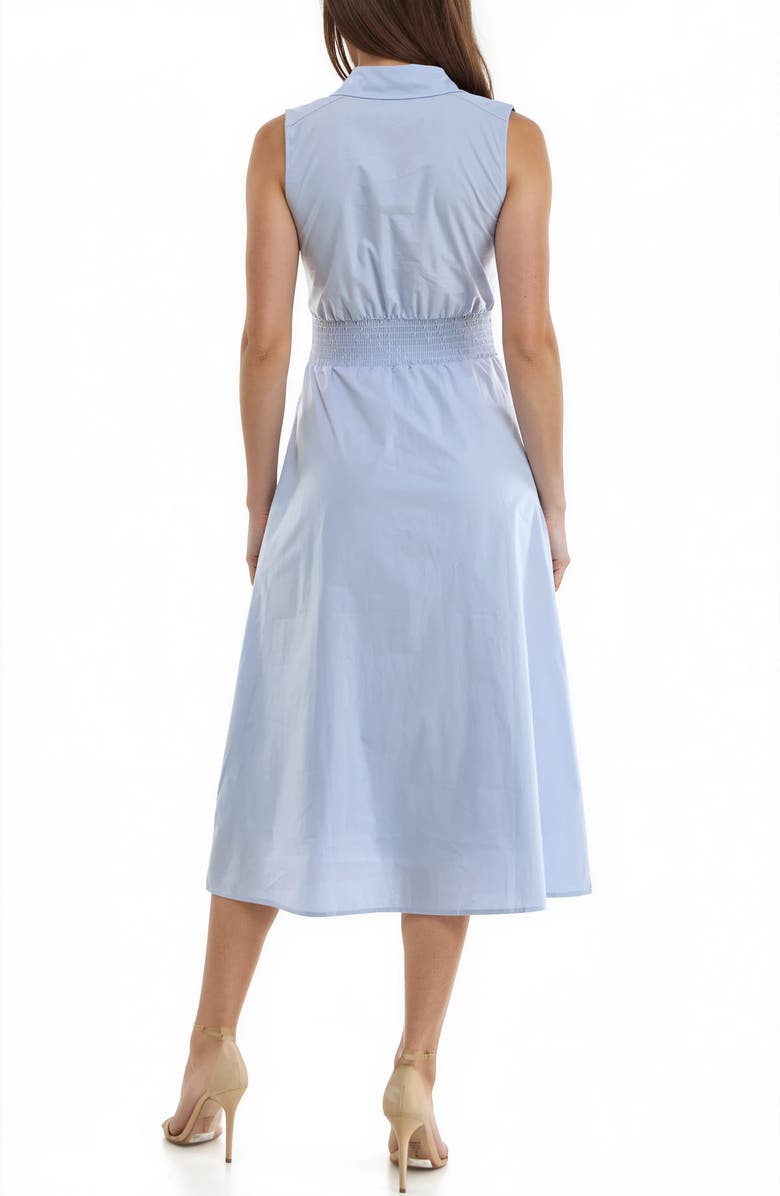 Socialite Sleeveless Tie Waist Cotton Poplin Midi Shirtdress, Alternate, color, Kentucky Blue