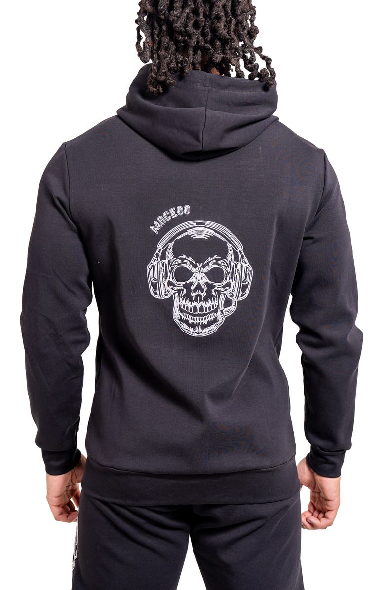 Maceoo Skull Graphic Zip-Up Hoodie, Alternate, color, Black