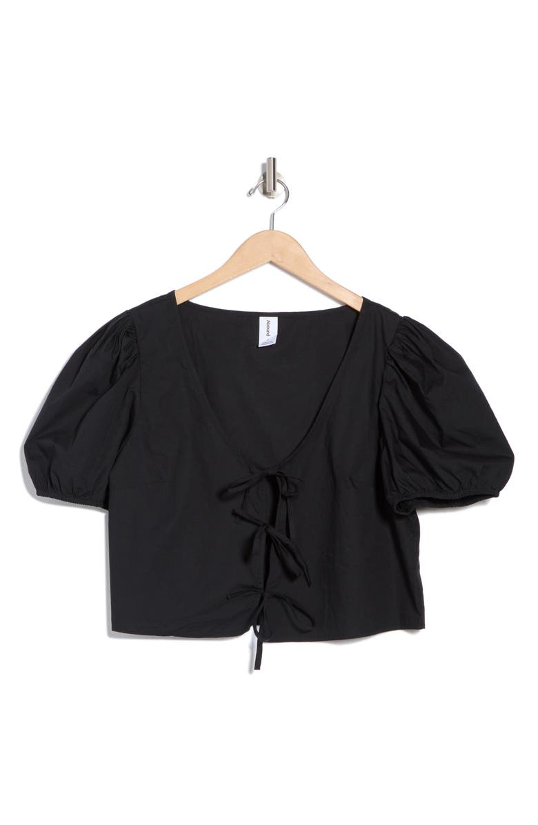 Abound Tie Front Cotton Poplin Crop Top, Alternate, color, 