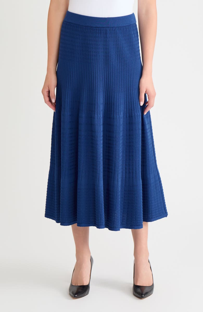 Misook Flared Rib Knit Maxi Skirt, Main, color, Lazuli Blue