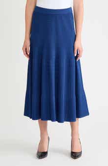 Flared Rib Knit Maxi Skirt