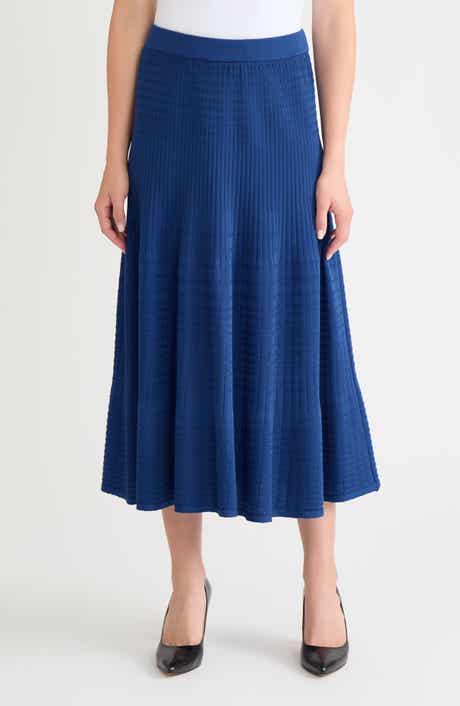 Flared Rib Knit Maxi Skirt