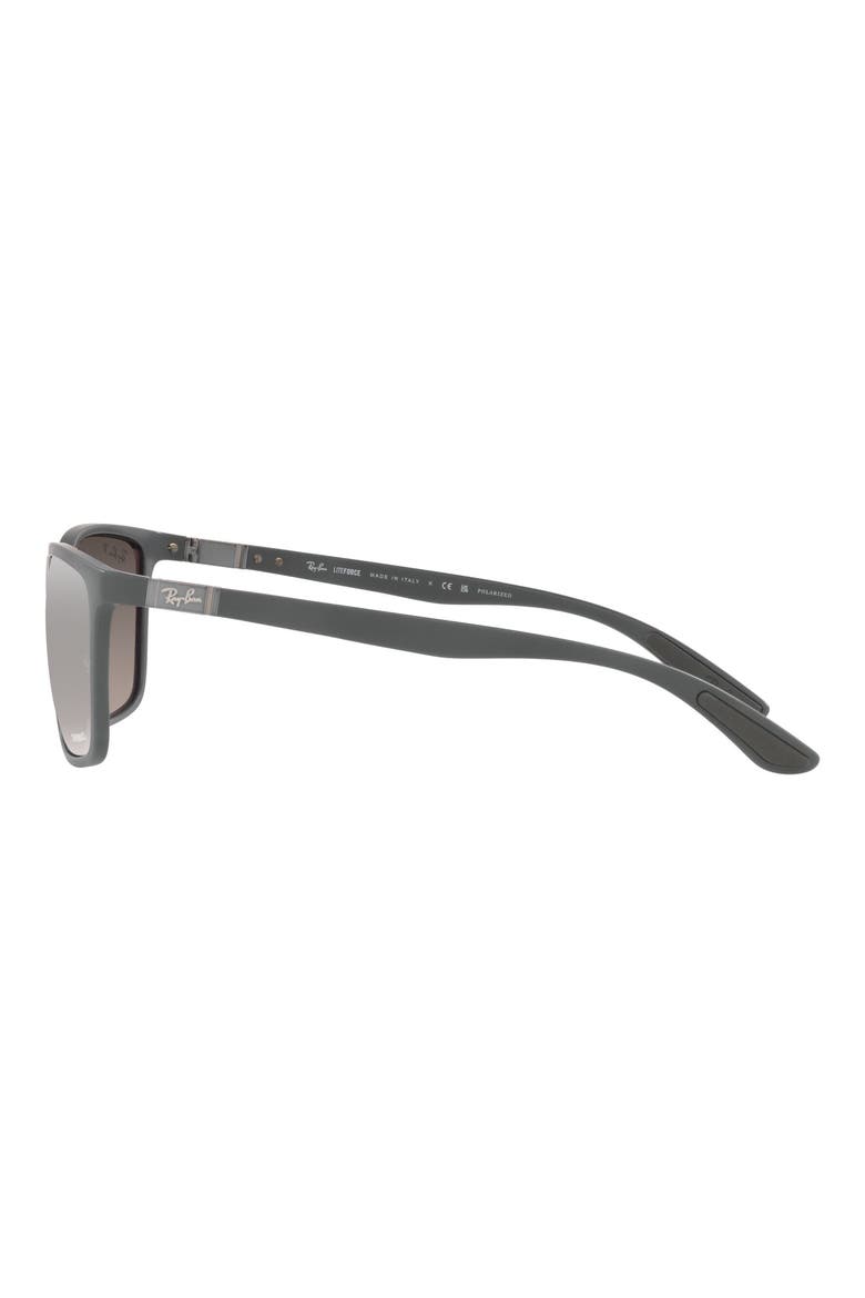 58mm Mirrored Polarized Rectangular Sunglasses, Alternate, color, MATTE GREY