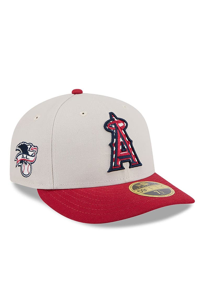 Men's New Era  Khaki/Red Los Angeles Angels 2024 Fourth of July Low Profile 59FIFTY Fitted Hat, Main, color, Khaki