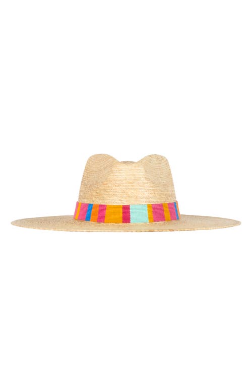 Sunshine Tienda Marta Palm Straw Sun Hat In Pink Multi