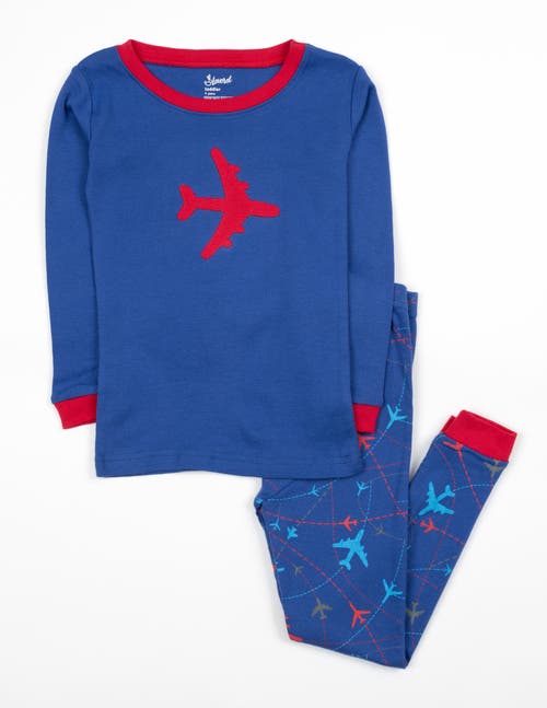 Leveret Kids Cotton Two-piece Printed Pajamas, Vehicles & Machines In Blue