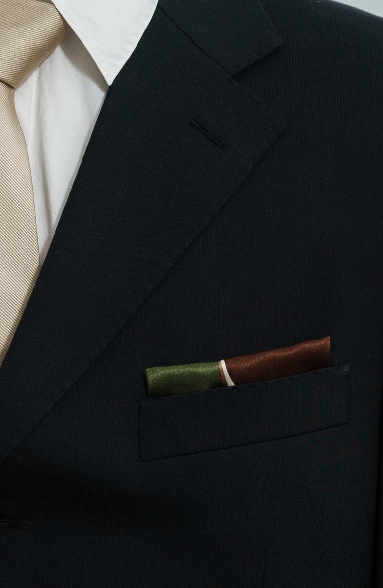 Lost Pattern Modular Silk Pocket Square, Alternate, color, Green