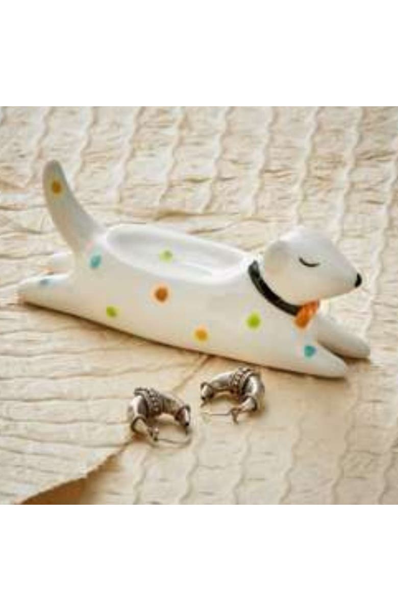 tag Splooting Dog Ring Holder Multi Earthenware Everyday, Alternate, color, White