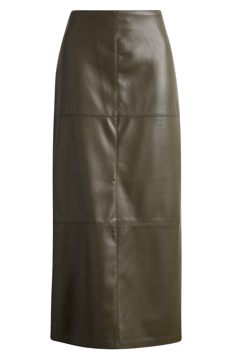 Topshop Pieced Faux Leather Midi Skirt, Alternate, color,