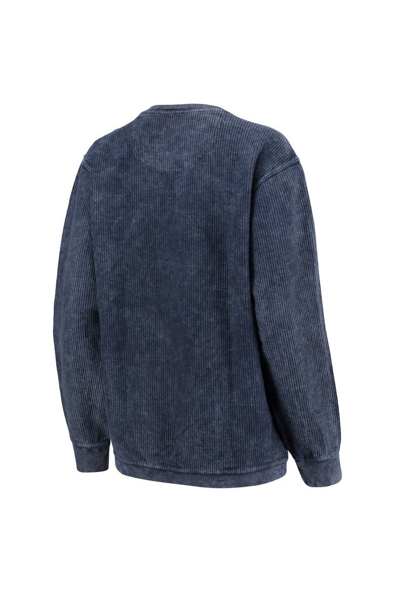 Women's Pressbox Navy Michigan Wolverines Comfy Cord Vintage Wash Basic Arch Pullover Sweatshirt, Alternate, color, Navy