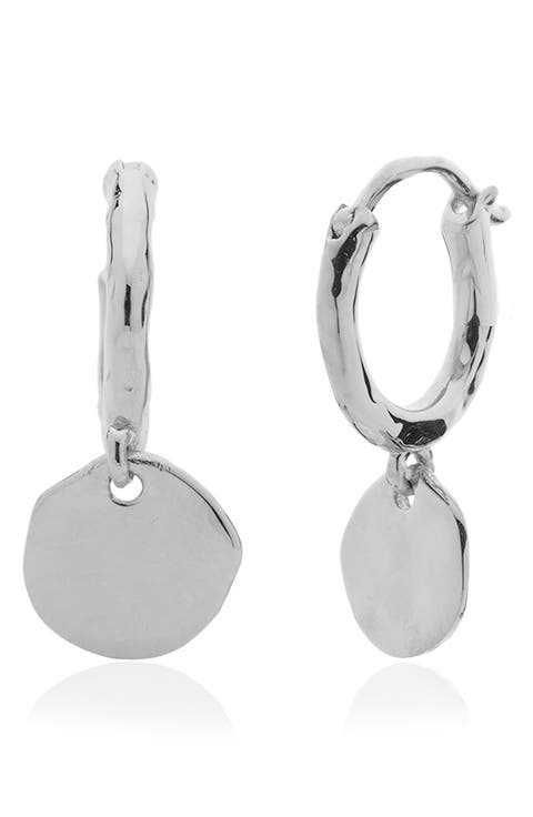Siren Muse Mini Coin Drop Huggie Hoop Earrings