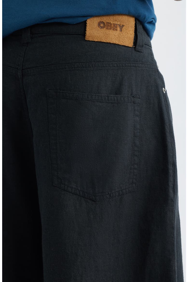 Devin Baggy Linen Blend Shorts, Alternate, color, BLACK