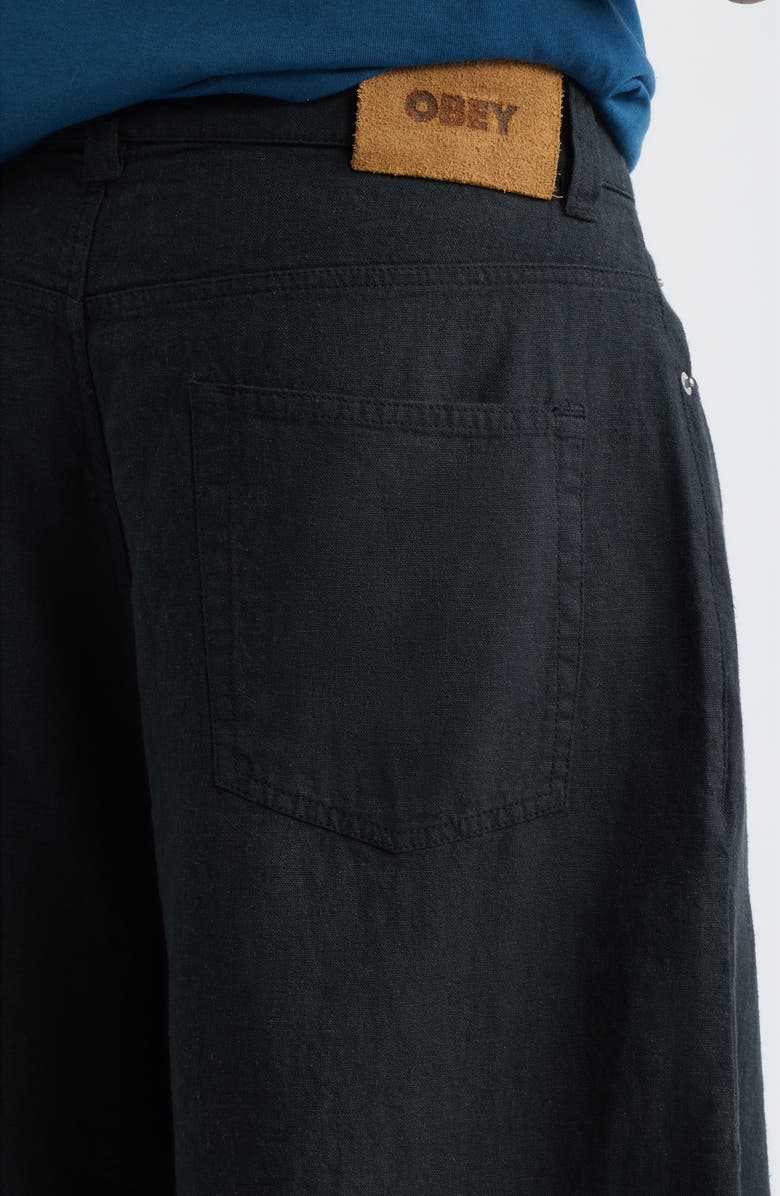 Obey Devin Baggy Linen Blend Shorts, Alternate, color, Black