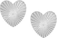 MARLYN SCHIFF Oversize Etched Heart Stud Earrings